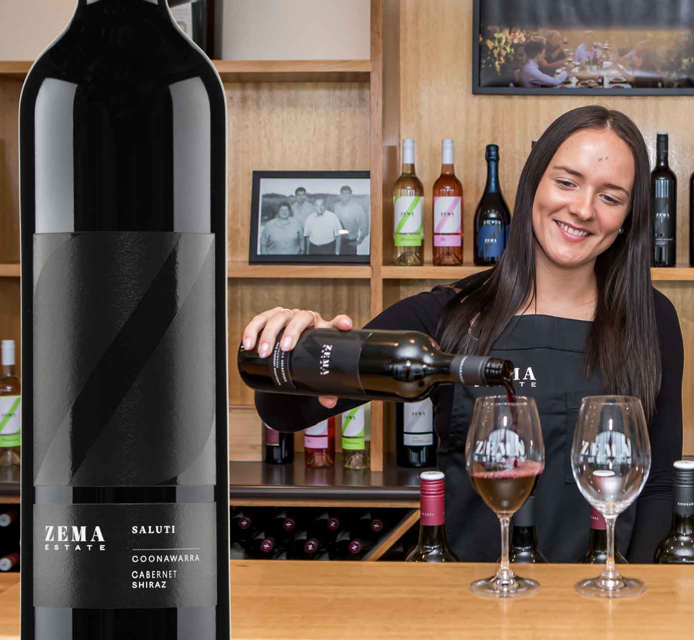 lady in cellar door pour saluti wine