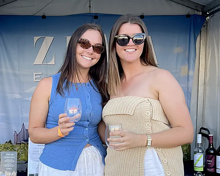 Two ladies enjoy a wine at the Beachport Crayfish Festival